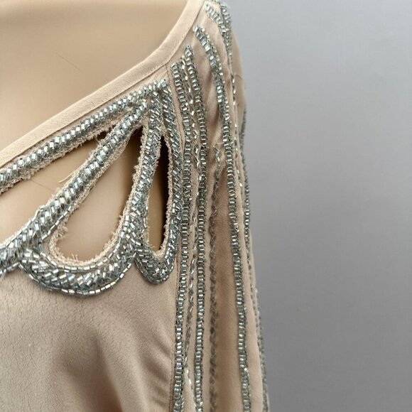 Boyod Embellishments V-Neck Butterfly Half Sleeve Nancy Top Pink Silver Women S - Picture 5 of 13